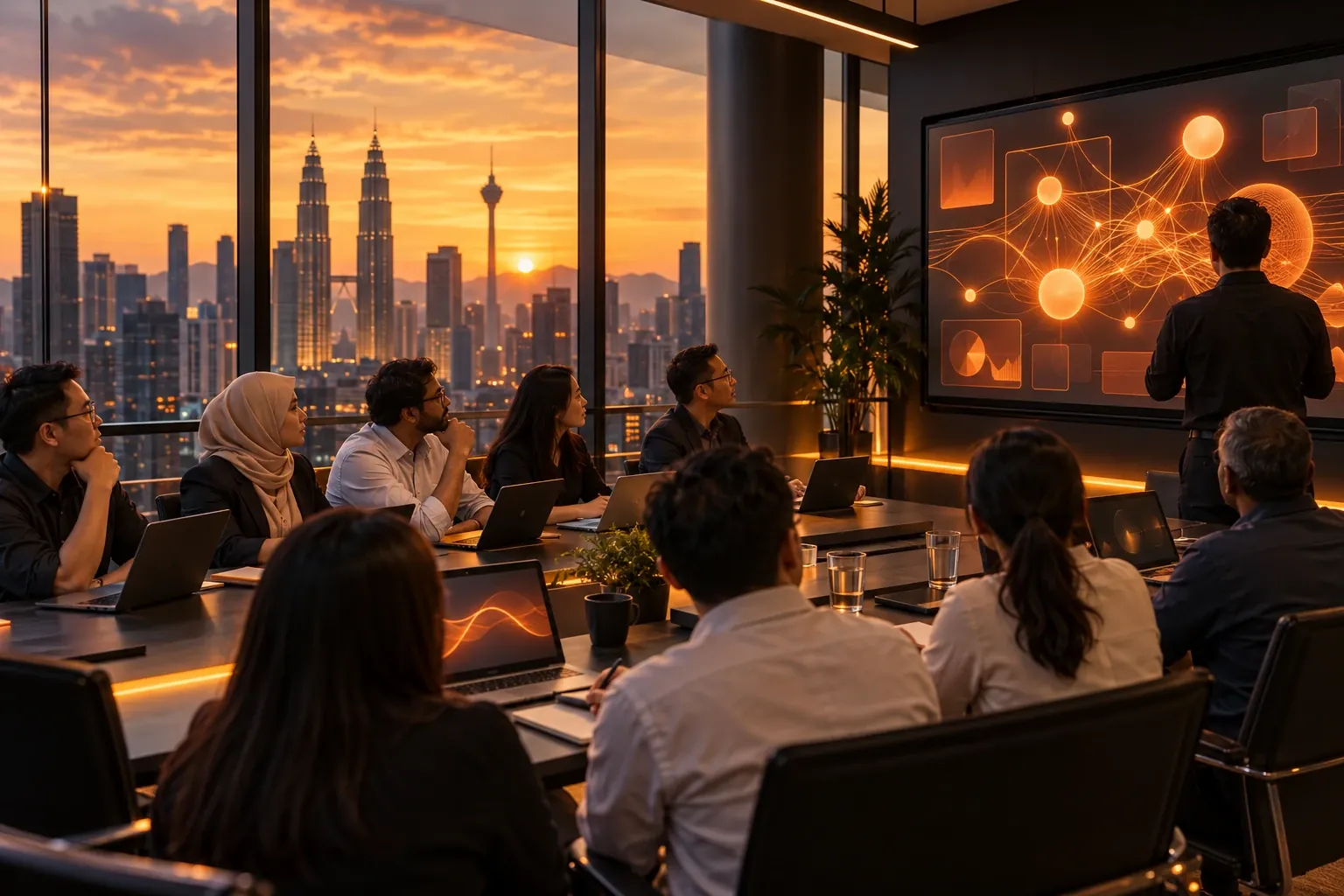 Corporate AI training workshop for a Malaysian team in a Kuala Lumpur boardroom